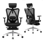 Chaise de bureau ergonomique en maille à dossier haut avec repose-pieds et soutien lombaire