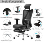 Chaise de bureau ergonomique en maille à dossier haut avec repose-pieds et soutien lombaire