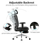 Chaise de bureau ergonomique en maille à dossier haut avec repose-pieds et soutien lombaire