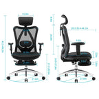 Chaise de bureau ergonomique en maille à dossier haut avec repose-pieds et soutien lombaire
