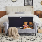 Banc de rangement multifonctionnel traditionnel Xanthia en velours avec oreiller