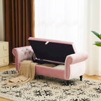 Banc de rangement multifonctionnel traditionnel Xanthia en velours avec oreiller