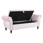Banc de rangement multifonctionnel traditionnel Xanthia en velours avec oreiller