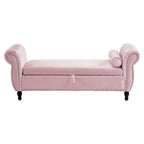 Banc de rangement multifonctionnel traditionnel Xanthia en velours avec oreiller