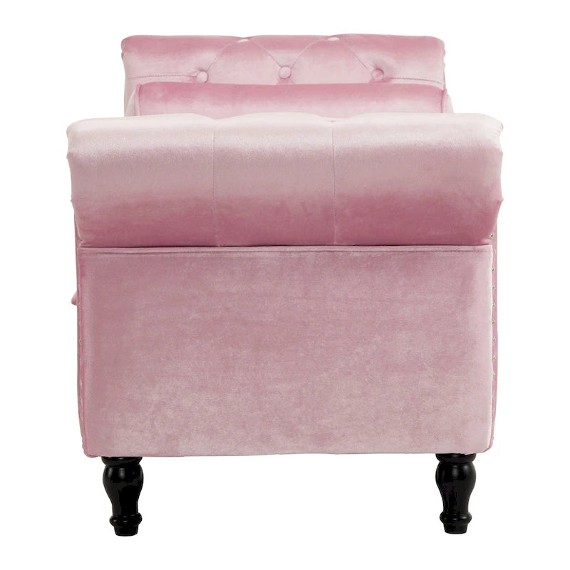 Banc de rangement multifonctionnel traditionnel Xanthia en velours avec oreiller