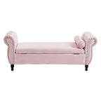 Banc de rangement multifonctionnel traditionnel Xanthia en velours avec oreiller