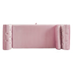 Banc de rangement multifonctionnel traditionnel Xanthia en velours avec oreiller