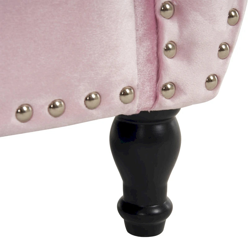 Banc de rangement multifonctionnel traditionnel Xanthia en velours avec oreiller