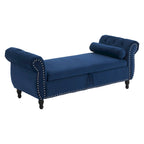 Banc de rangement multifonctionnel traditionnel Xanthia en velours avec oreiller