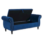 Banc de rangement multifonctionnel traditionnel Xanthia en velours avec oreiller