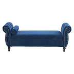 Banc de rangement multifonctionnel traditionnel Xanthia en velours avec oreiller