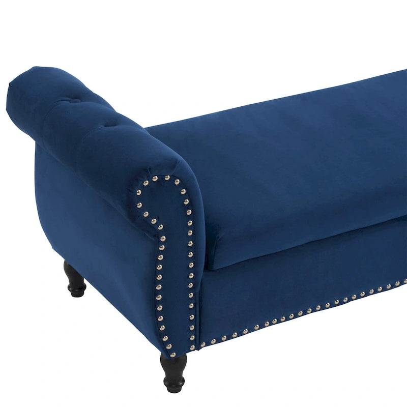 Banc de rangement multifonctionnel traditionnel Xanthia en velours avec oreiller
