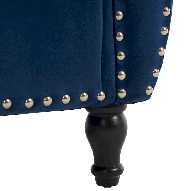 Banc de rangement multifonctionnel traditionnel Xanthia en velours avec oreiller