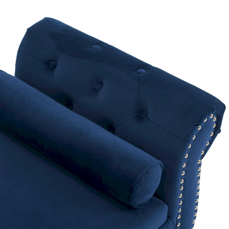 Banc de rangement multifonctionnel traditionnel Xanthia en velours avec oreiller