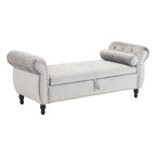 Banc de rangement multifonctionnel traditionnel Xanthia en velours avec oreiller