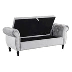 Banc de rangement multifonctionnel traditionnel Xanthia en velours avec oreiller