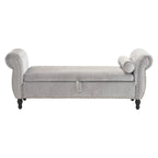 Banc de rangement multifonctionnel traditionnel Xanthia en velours avec oreiller