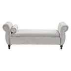 Banc de rangement multifonctionnel traditionnel Xanthia en velours avec oreiller