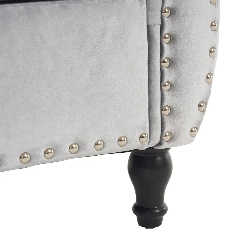 Banc de rangement multifonctionnel traditionnel Xanthia en velours avec oreiller