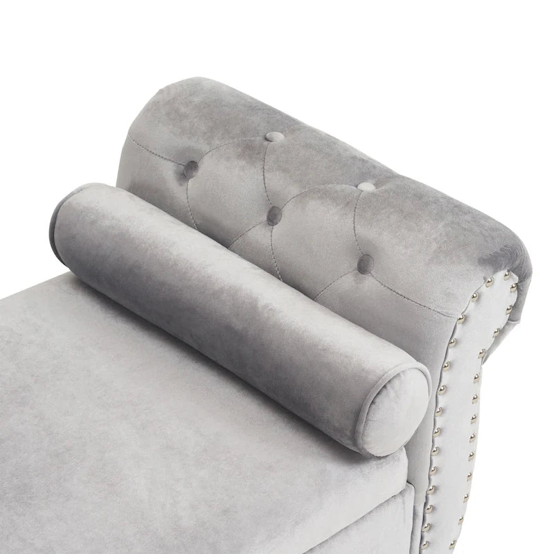 Banc de rangement multifonctionnel traditionnel Xanthia en velours avec oreiller