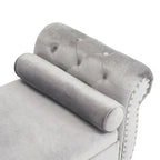 Banc de rangement multifonctionnel traditionnel Xanthia en velours avec oreiller