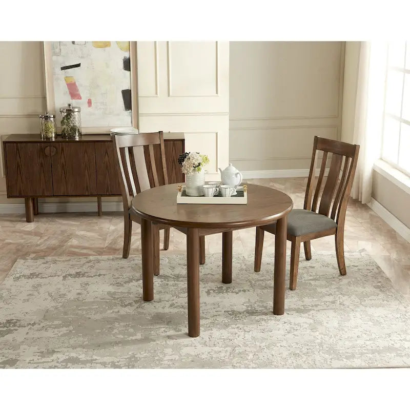 Table à manger ronde de 42 pouces pour 4 personnes, Table de cuisine rétro, Table de salle à manger en bois avec pieds en bois massif, Ultra facile à assembler