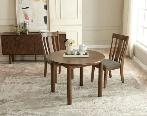 42 Round Dining Table for 4 Person, Retro Kitchen Table, Wooden Dinner Room Table with Solid Wood Legs,Ultra Easy to Assemble