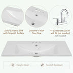 Meuble-lavabo avec vasque en céramique, deux placards et cinq tiroirs