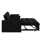 Canapé-lit convertible 4-en-1 – Causeuse en velours – Lit d'appoint avec dossier inclinable, 2 poches latérales