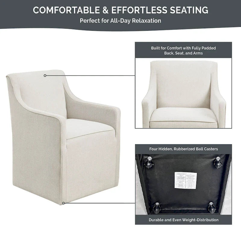 Chaise de salle à manger Charlotte avec roulettes