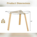 Table de salle à manger ronde en verre Costway 36" pour 4 personnes avec plateau en verre trempé - Voir détails