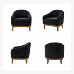 Fauteuil tonneau moderne Augus en bouclette avec pieds en bois massif par HULALA HOME