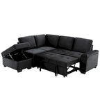 Canapé d'angle convertible 5 places en L 84,75 po avec pouf de rangement, rangement de bras dissimulé et chargement USB pour salon