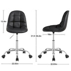 Chaise de bureau à domicile sans accoudoirs Javlergo, chaise de bureau d'ordinateur réglable en hauteur avec roulettes