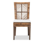 Chaise de salle à manger Laluna en rotin et bois d'acajou de style bohème moderne avec coussin
