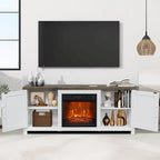 Meuble TV de ferme avec cheminée électrique de 58 po, console pour téléviseurs jusqu'à 65 po